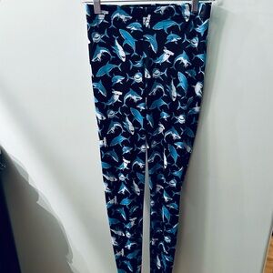 Black Milk Shark Motif Leggings Size M Waist 36” Inseam 30” VGC